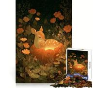 Puzzle Difficile pour Adultes Faon au Repos sur Un Champ de citrouilles 1000 pièces Soulagement, Calme, découpe Lisse Cadeau Classique (50x75cm)