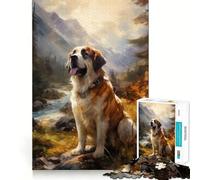 Puzzle Difficile pour Adultes représentant Un Chien Saint-Bernard, 1000 pièces, Stimulant Le Rappel, Le Calme et l'évasion, avec des Bords serrés Cadeau spécial 38x52cm
