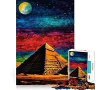 Puzzle Difficile Pyramide sous Le Ciel Nocturne pour Adultes, 1000 pièces, Jeu de logique Solide, Amusant et Simple, découpe de précision, Cadeau de Noël (38x52cm)
