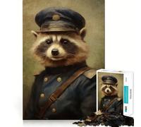 Puzzle Difficile Raccoon Officer pour Adultes, 1000 pièces, améliore la mémoire, détend l'esprit, Bords Nets, Cadeau élégant (38x52cm)