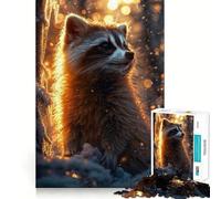 Puzzle Difficile Raton Laveur au Coucher du Soleil en Hiver pour Adultes, 1000 pièces, défi Mental, Jeu de détente, découpe précise, Cadeau mémorable (38x26cm)