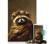Puzzle Difficile Raton Laveur avec Une Couronne de Fleurs pour Adultes, 1000 pièces, défi Mental, Jeu de détente, découpe précise, Cadeau mémorable (50x75cm)