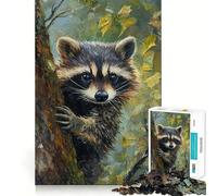 Puzzle Difficile Raton Laveur dans Un Arbre pour Adultes, 1000 pièces, Casse-tête Mental, détente et Art Assembler, Cadeau spécial (50x75cm)