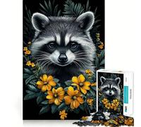 Puzzle Difficile Raton Laveur et Fleurs pour Adultes, 1000 pièces, défi Mental, Jeu de réflexion, détente, découpe précise, Cadeau mémorable (50x75cm)