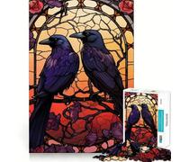Puzzle Difficile Ravens Huginn et Muninn pour Adultes, 1000 pièces, améliore la mémoire, détend l'esprit, Bords Nets, Cadeau élégant (38x26cm)