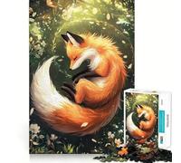 Puzzle Difficile Renard endormi dans Les Fleurs pour Adultes, 1000 pièces, Jeu de logique, Lien Familial, découpe de précision, Surprise chaleureuse 38x52cm