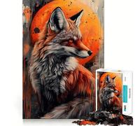Puzzle Difficile Renard Roux et Lune pour Adultes, 1000 pièces, Puzzle cérébral apaisant et Relaxant, Cadeau spécial (38x26cm)