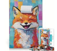 Puzzle Difficile Renard Souriant avec du Papier Toilette pour Adultes, 1000 pièces, Jeu de logique, Lien Familial, découpe de précision, Surprise chaleureuse 38x26cm