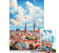 Puzzle Difficile Riga Peinture l'huile pour Adultes 1000 pièces Améliore la mémoire Détend l'esprit Bords Nets Cadeau élégant (50x75cm)