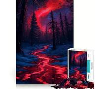 Puzzle Difficile Rivière Rouge dans Une forêt enneigée pour Adultes, 1000 pièces, pour se Souvenir des Souvenirs, stimuler Le Calme, découpe Lisse, Cadeau Classique (38x26cm)