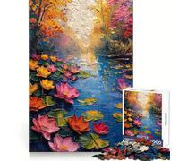 Puzzle Difficile Rivières, Roses et Coucher de Soleil pour Adultes, 1000 pièces, Jeu de logique Pure, activité la Maison, découpe Nette, Joli Cadeau (38x26cm)