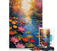 Puzzle Difficile Rivières, Roses et Coucher de Soleil pour Adultes, 1000 pièces, Jeu de logique Pure, activité la Maison, découpe Nette, Joli Cadeau (38x26cm)