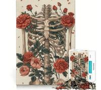 Puzzle Difficile Rose enlacée Squelette pour Adultes 1000 pièces, Jeu de logique et d'adresse, à Partager en Famille, pièce de Collection (38x52cm)