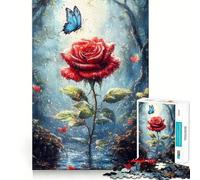 Puzzle Difficile Rose Rouge dans la forêt pour Adultes, 1000 pièces, Jeu de logique et d'adresse, à Partager en Famille, pièce de Collection (38x52cm)
