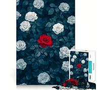 Puzzle Difficile Rose Rouge Parmi Les Blancs pour Adultes, 1000 pièces, pour stimuler la mémoire, Calme et sérénité, découpe Nette, Cadeau Classique (38x52cm)
