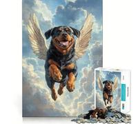 Puzzle Difficile Rottweiler aux Ailes d'ange pour Adultes, 1000 pièces, Jeu de logique et d'adresse, à Partager en Famille, pièce de Collection (38x26cm)
