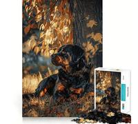 Puzzle Difficile Rottweiler sous Un Arbre pour Adultes, 1000 pièces, Jeu intellectuel, Moment de détente, découpe de qualité, Cadeau Exquis (50x75cm)