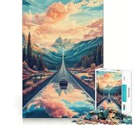 Puzzle Difficile Route Travers Les Montagnes pour Adultes, 1000 pièces, améliore la mémoire, détend l'esprit, Bords Nets, Cadeau élégant (38x26cm)
