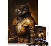 Puzzle Difficile Royal Knight Cat pour Adultes, 1000 pièces, Jeu de logique et d'adresse, à Partager en Famille, découpe précise, Objet de Collection (38x26cm)