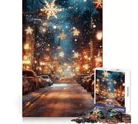 Puzzle Difficile Rue enneigée de Noël pour Adultes, 1000 pièces, Casse-tête Mental, détente et Art Assembler, Cadeau spécial (50x75cm)