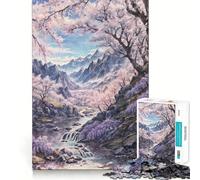 Puzzle Difficile Sakura dans Les Montagnes pour Adultes, 1000 pièces, Jouet de logique Pure, activité la Maison, découpe Nette, Joli Cadeau (38x26cm)