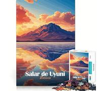 Puzzle Difficile Salar de Uyuni Coucher de Soleil pour Adultes 1000 pièces Jeu de logique et d'adresse pour Passer du Temps en Famille Découpe précise Pièce de Collection (38x26cm)