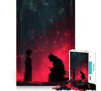 Puzzle Difficile Samouraï et Femme dans la forêt Rouge pour Adultes, 1000 pièces, Jeu intellectuel, Moment de détente, découpe de qualité, Cadeau raffiné (38x26cm)