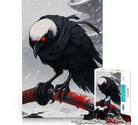 Puzzle Difficile Samurai Crow avec Katana ensanglanté pour Adultes, 1000 pièces, Jeu de logique et d'adresse, à Partager en Famille, pièce de Collection (38x52cm)