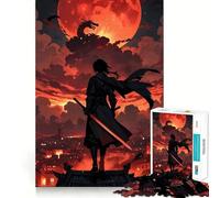 Puzzle Difficile Samurai Dragon Blood Moon pour Adultes, 1000 pièces, Jeu de logique et d'adresse, à Partager en Famille, pièce de Collection (50x75cm)
