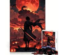 Puzzle Difficile Samurai Dragon Blood Moon pour Adultes, 1000 pièces, Jeu de logique et d'adresse, à Partager en Famille, pièce de Collection (50x75cm)