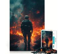 Puzzle Difficile Soldat dans la tempête de feu pour Adultes, 1000 pièces, défi Mental, Jeu de détente, découpe précise, Cadeau mémorable (38x52cm)
