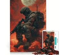 Puzzle Difficile Soldat dans Un Ciel Rouge pour Adultes, 1000 pièces, défi Mental, Jeu de réflexion, détente, découpe précise, Cadeau mémorable (38x26cm)