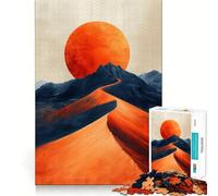 Puzzle Difficile Soleil Orange sur Montagnes Bleues pour Adultes, 1000 pièces, pour stimuler la mémoire, détente et Assemblage d'images, Cadeau Artistique (50x75cm)