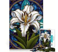 Puzzle Difficile Symphonie de lys en vitrail pour Adultes, 1000 pièces, Recall Upgrade, Doux et Relaxant, Découpe Nette, Cadeau Unique 38x26cm