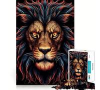Puzzle Difficile Tête de Lion Rouge pour Adultes, 1000 pièces, améliore la mémoire, détend l'esprit, Bords Nets, Cadeau élégant (38x52cm)