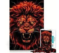 Puzzle Difficile Tête de Lion Rouge pour Adultes, 1000 pièces, Jeu de logique Pure, activité la Maison, découpe Nette, Joli Cadeau (38x26cm)