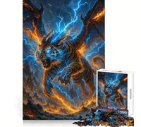 Puzzle Difficile Tigre ailé au Pouvoir de la Foudre pour Adultes, 1000 pièces, Concentration Accrue, activité relaxante, découpe Lisse, Cadeau d'hiver (38x52cm)