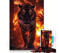 Puzzle Difficile Tigre dans la Jungle au Coucher du Soleil 1000 pièces pour Adultes, Jouet Intelligent et Amusant, découpe précise, Cadeau Artistique 50x75cm