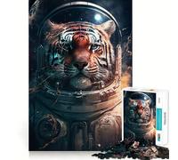 Puzzle Difficile Tigre dans l'espace pour Adultes, 1000 pièces, Version améliorée, Doux et Relaxant, découpe Nette, Cadeau Unique 38x26cm
