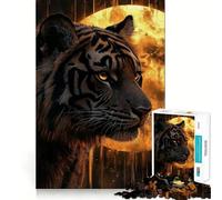 Puzzle Difficile Tigre sous la Pleine Lune pour Adultes, 1000 pièces, Version améliorée, Doux et Relaxant, découpe Nette, Cadeau Unique 38x52cm