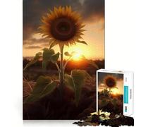 Puzzle Difficile Tournesols, Coucher de Soleil et Nuages pour Adultes, 1000 pièces, Jeu de logique, Lien Familial, découpe de précision, Surprise chaleureuse 38x52cm