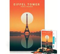 Puzzle Difficile Tours réfléchissantes au Coucher du Soleil pour Adultes, 1000 pièces, Jeu de logique Fine, Moment de détente et de Plaisir, Bords Nets, (38x26cm)
