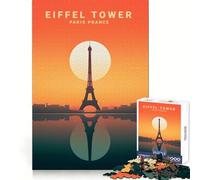 Puzzle Difficile Tours réfléchissantes au Coucher du Soleil pour Adultes, 1000 pièces, Jeu de logique Fine, Moment de détente et de Plaisir, Bords Nets, (38x26cm)