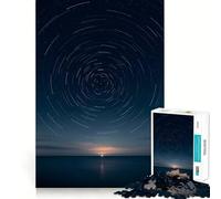 Puzzle Difficile Traces d'étoiles sur l'océan la Nuit pour Adultes, 1000 pièces, pour stimuler la mémoire, apaiser et s'évader Un Cadeau spécial aux Bords tendus 38x26cm