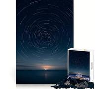Puzzle Difficile Traces d'étoiles sur l'océan la Nuit pour Adultes, 1000 pièces, pour stimuler la mémoire, apaiser et s'évader Un Cadeau spécial aux Bords tendus 38x26cm