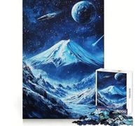 Puzzle Difficile Vaisseau Spatial au-Dessus du Mont Fuji pour Adultes, 1000 pièces, Boost Recall Calm Escape Tight Edge, Cadeau spécial 38x52cm