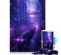 Puzzle Difficile Ville du Train Violet pour Adultes, 1000 pièces, stimule la mémoire, Jeu apaisant, découpe de qualité supérieure, (38x26cm)