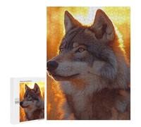 Puzzle Difficile Wolf Portrait in Golden Light pour Adultes, 500 PCS, comme Loisir Calme pour Les Adultes Passionnés, pour Les Soirées Cosy
