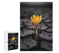 Puzzle Difficile Yellow Crocus Flower in Cracked Earth pour Adultes, 1000 PCS, comme Pause Créative pour Les Amateurs Patients, pour Les Soirées Jeux