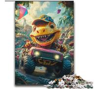 Puzzle Dinosaure Conduisant Une Voiture pour Adultes et Ados 2000 Pièces, Jouets Addictifs pour la Décoration de la Maison (70x100cm)